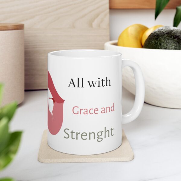 Super Mom: Juggling it  All with Grace and Strenght - Ceramic Mug 11oz - Image 7